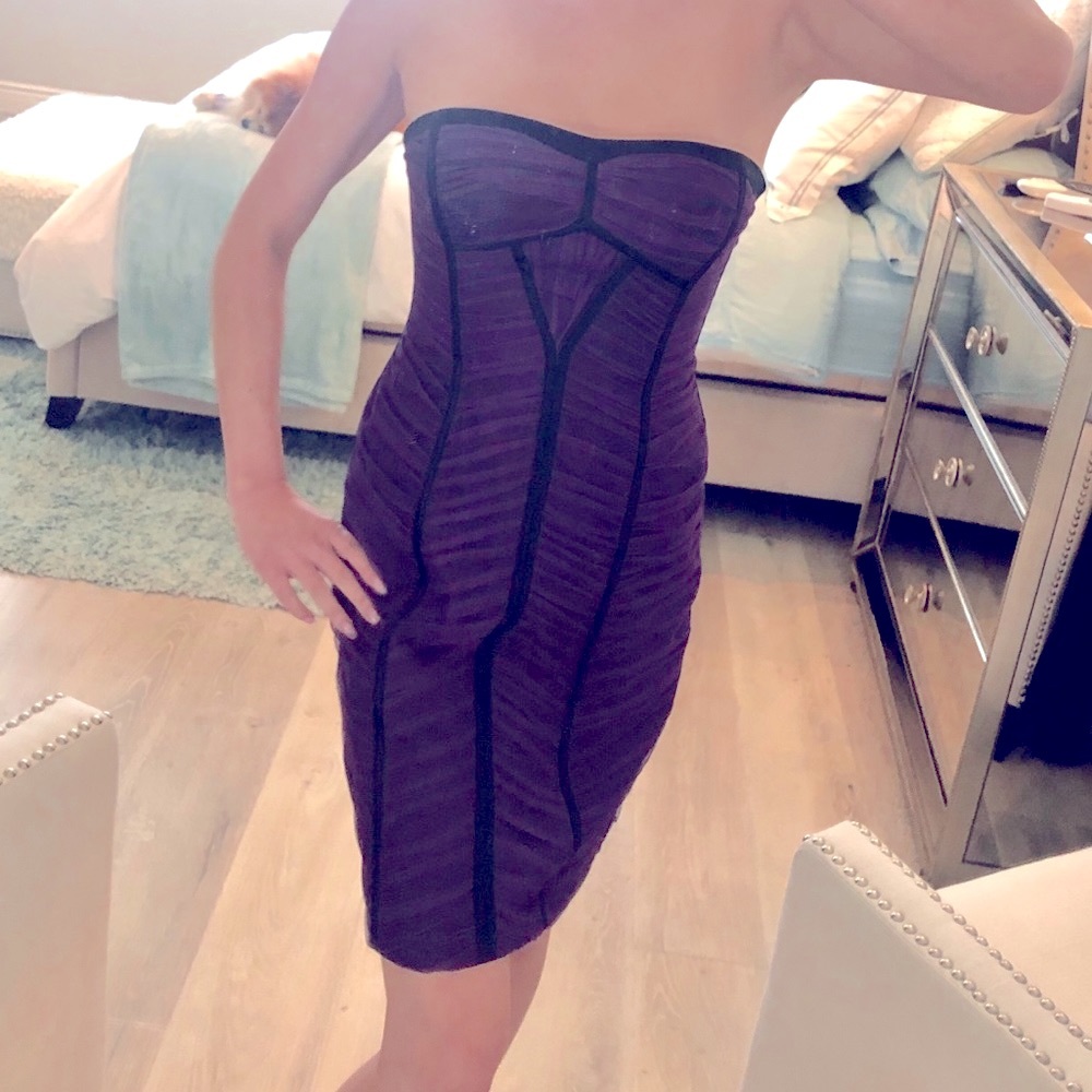 New BCBG purple, strapless dress